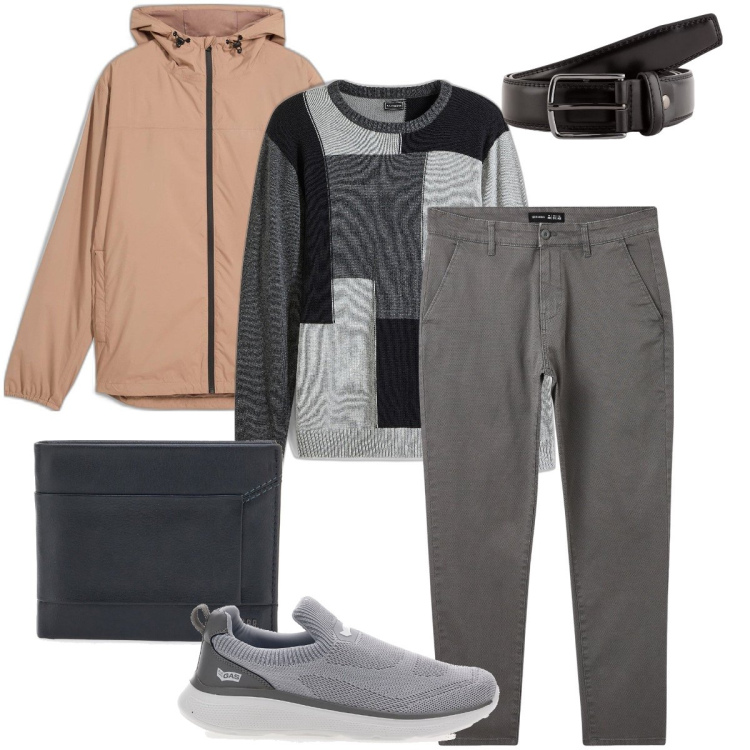 Outfit uomo - Rosa salmone. Stile Casual per Tutti i giorni. Abbinamento con maglieria, giacche, pantaloni chino, sneakers, portafogli, cinture.