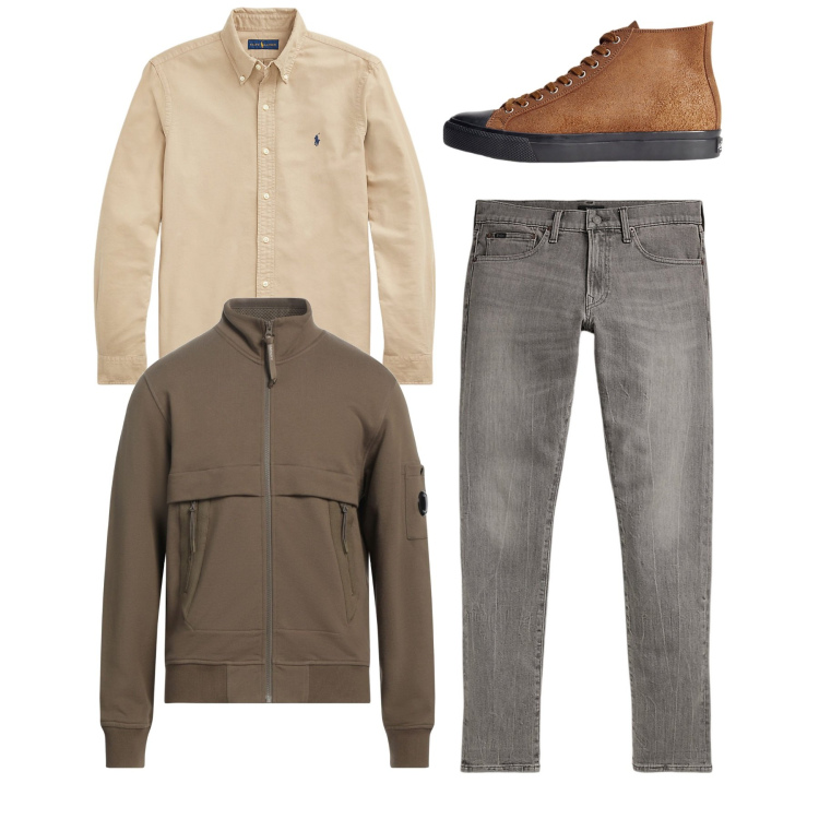 Outfit uomo - City. Stile Casual per Tutti i giorni. Abbinamento con felpe, sneakers, camicie, jeans.