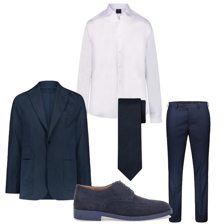 Outfit uomo - Classicamente. Stile Business/Elegante per Serata speciale. Abbinamento con scarpe stringate, camicie, giacche, pantaloni, cravatte.