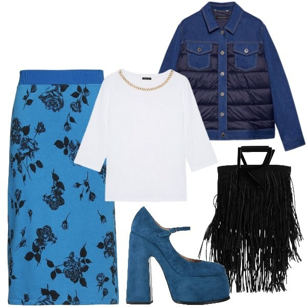 Outfit donna - Gonne midi per la primavera - FDCI. Stile Bon Ton per Ufficio. Abbinamento con gonne longuette, borse a mano, décolleté, blazer, t-shirt.