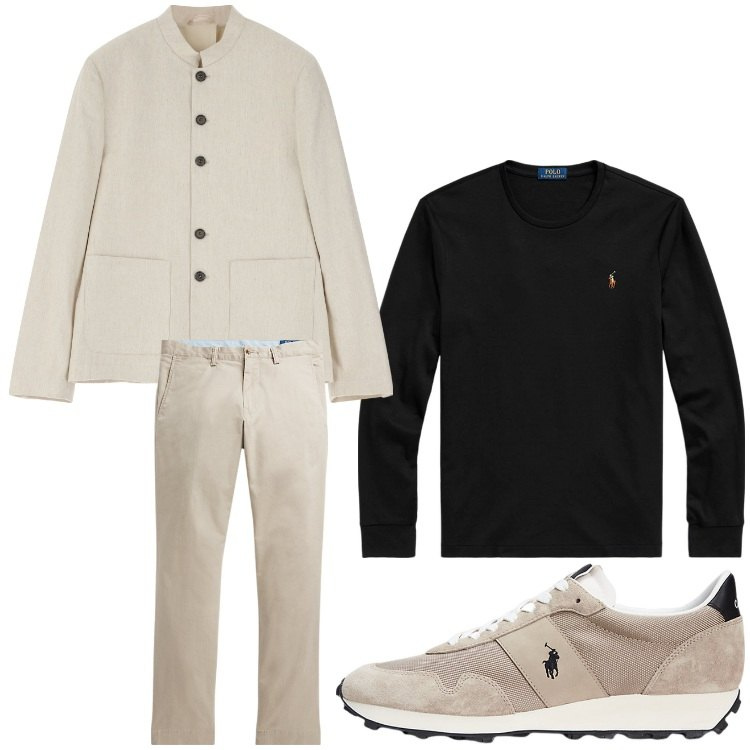 Outfit uomo - Casual chiaro e scuro. Stile Casual per Ufficio. Abbinamento con giacche, pantaloni, t-shirt, sneakers.