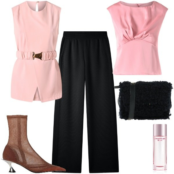 Outfit donna - Bluse fluide e romantiche _ FDCI. Stile Glamour per Serata fuori. Abbinamento con borse a tracolla, stivaletti, profumi, bluse, top, pantaloni.