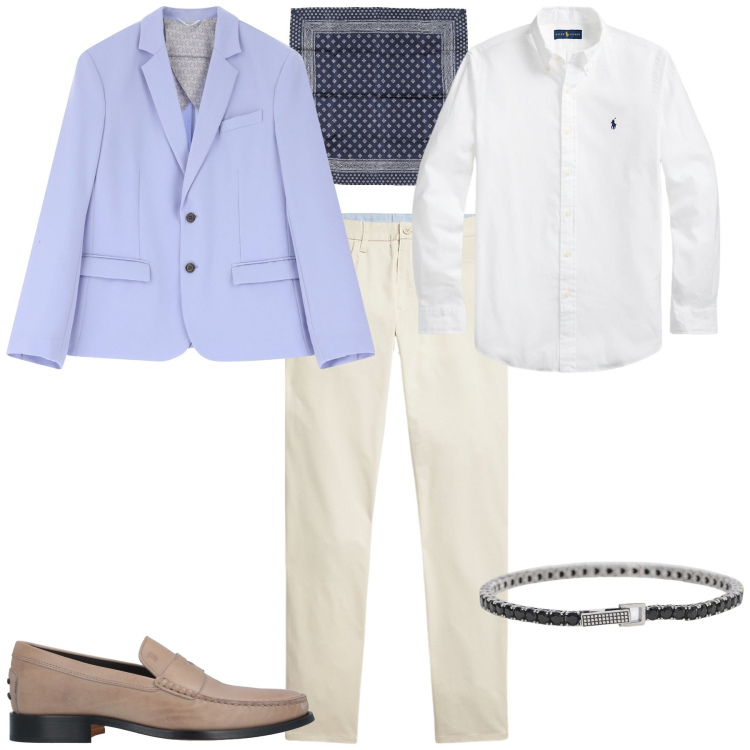 Outfit uomo - Total look #2076909. Stile Business/Elegante per Ufficio. Abbinamento con scarpe stringate, sciarpe, braccialetti, giacche, camicie, pantaloni.