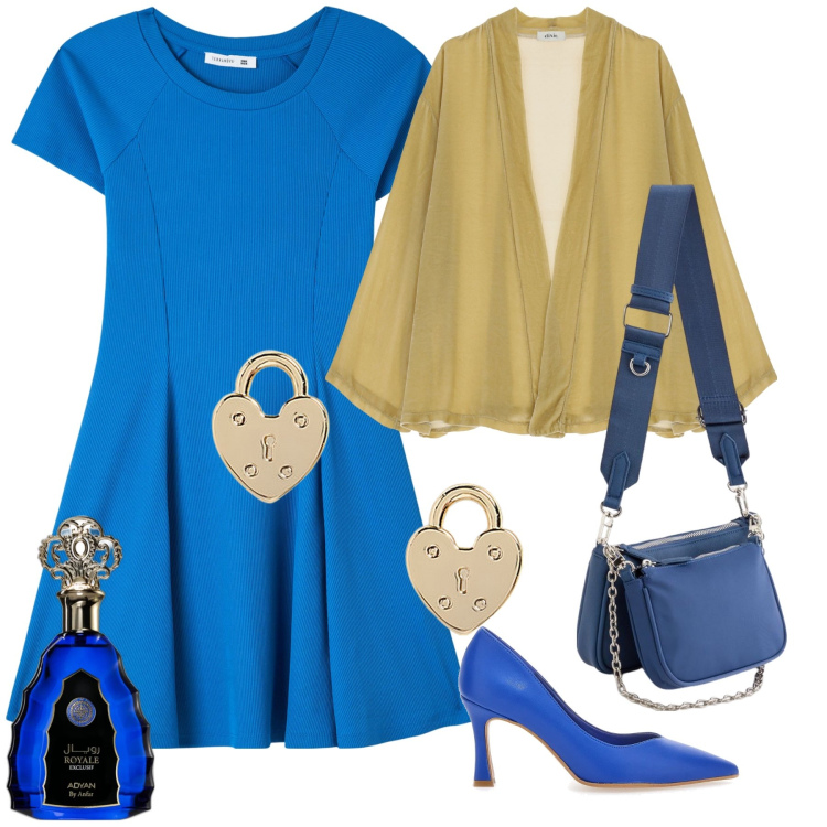 Outfit donna - Madrina. Stile Bon Ton per Cerimonia. Abbinamento con profumi, vestiti corti, blazer, orecchini, décolleté, pochette.