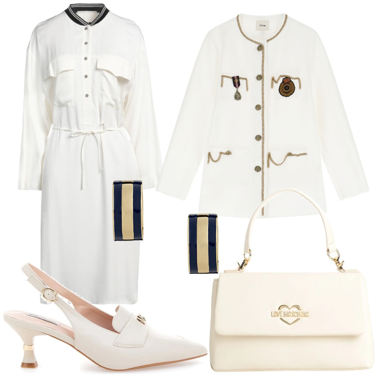 Outfit donna - Total look #2076931. Stile Vintage retrò per Ufficio. Abbinamento con borse a mano, vestiti corti, blazer, orecchini, décolleté.