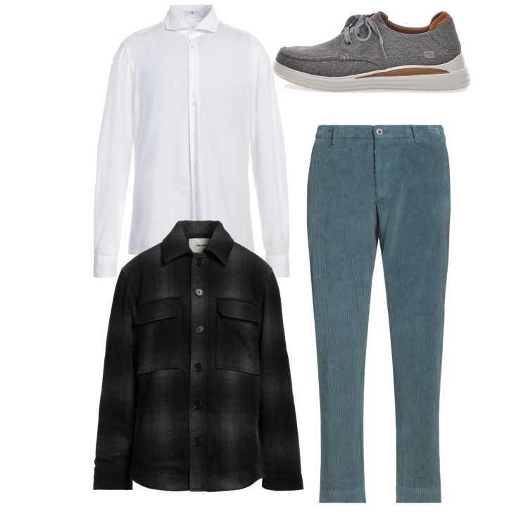 Outfit uomo - City. Stile Casual per Tutti i giorni. Abbinamento con giacche, pantaloni chino, camicie, scarpe stringate.