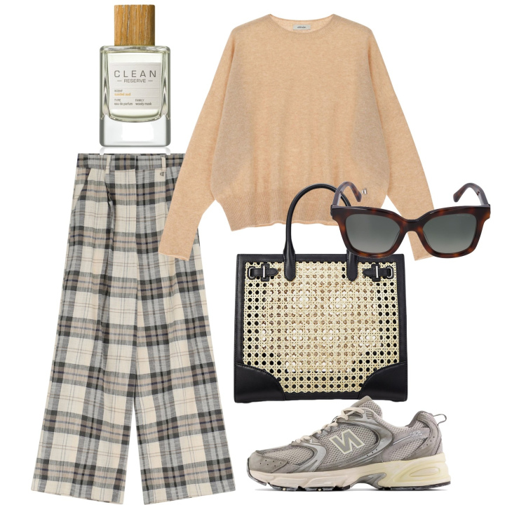 Outfit donna - 8 marzo - Amelia Earhart. Stile Basic per Tutti i giorni. Abbinamento con profumi, sneakers, pantaloni, pullovers, borse tote, occhiali da sole.