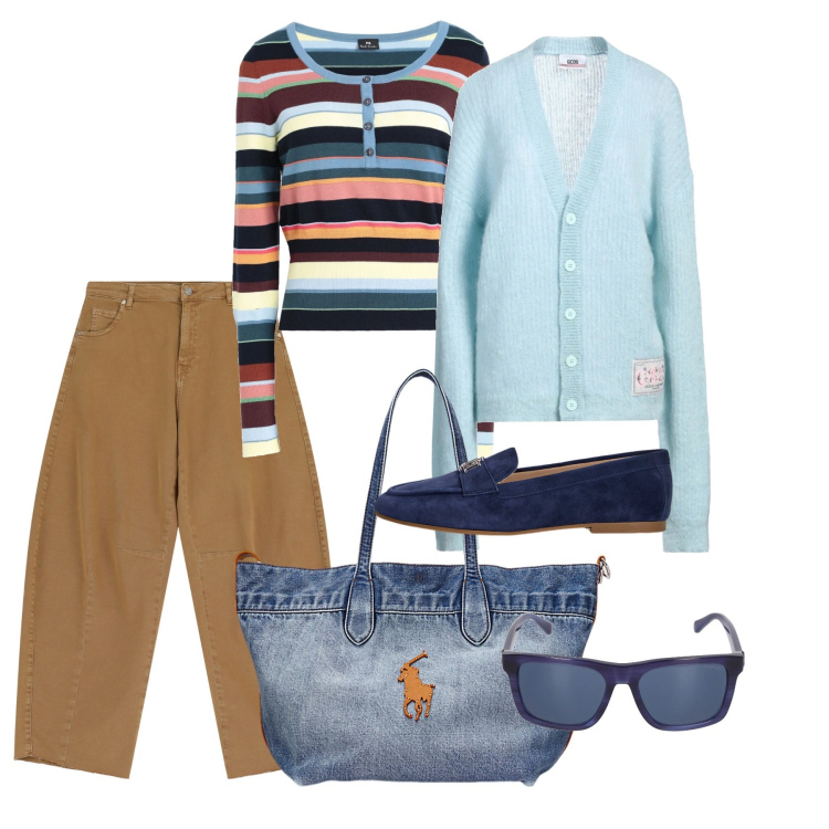 Outfit donna - 8 marzo - Bessie Coleman. Stile Casual per Tutti i giorni. Abbinamento con pullovers, cardigans, pantaloni, mocassini, borse tote, occhiali da sole.