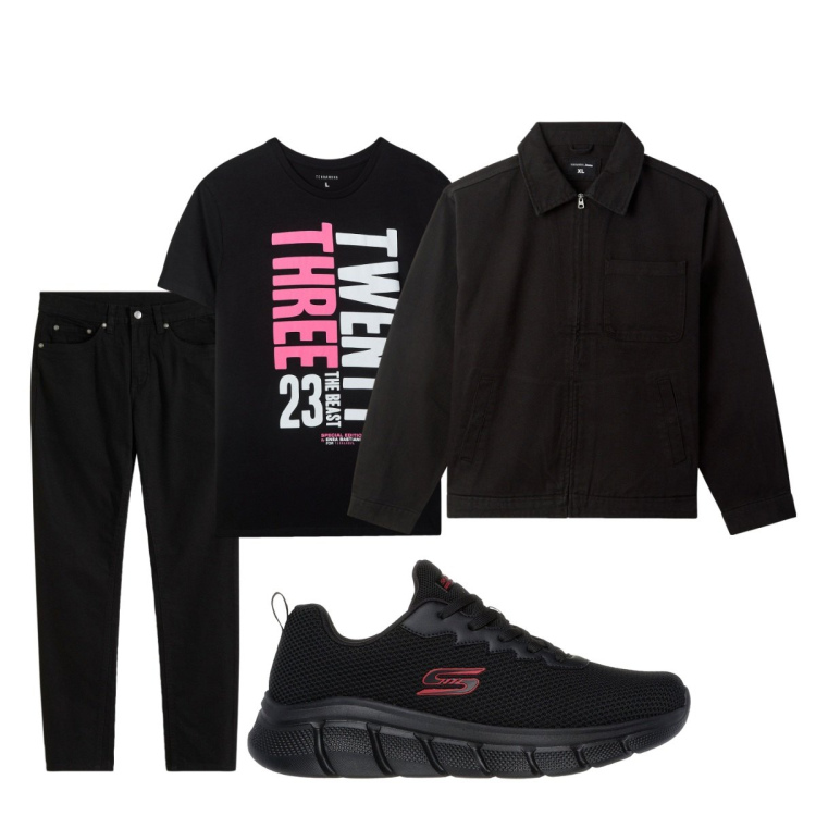Outfit uomo - Total look #2077062. Stile Casual per Tutti i giorni. Abbinamento con jeans slim fit, giacche, t-shirt, sneakers.