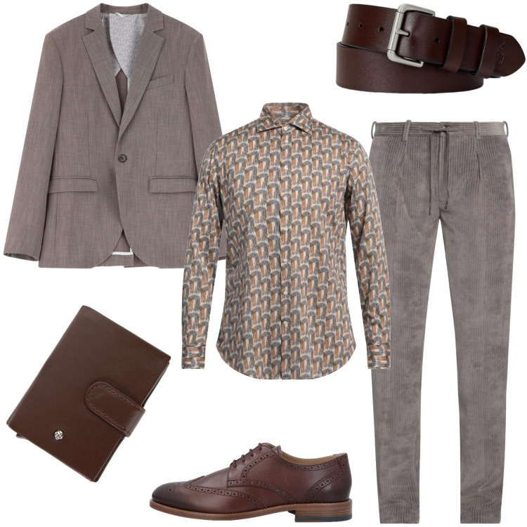 Outfit uomo - In ufficio con stile. Stile Business/Elegante per Ufficio. Abbinamento con camicie, pantaloni, scarpe stringate, portafogli, giacche, cinture.