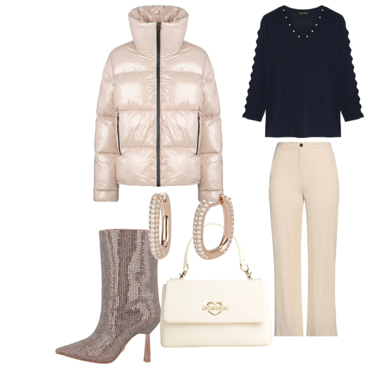 Outfit donna - Total look #2077125. Stile Casual chic per Tutti i giorni. Abbinamento con pantaloni, stivaletti, borse a mano, orecchini, blazer, maglieria.