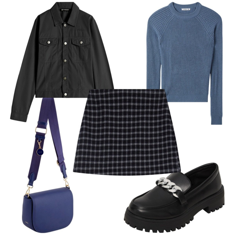 Outfit donna - Borse mini : tracollina preppy. Stile Preppy per Tutti i giorni. Abbinamento con mocassini, maglieria, blazer, minigonne, borse a tracolla.
