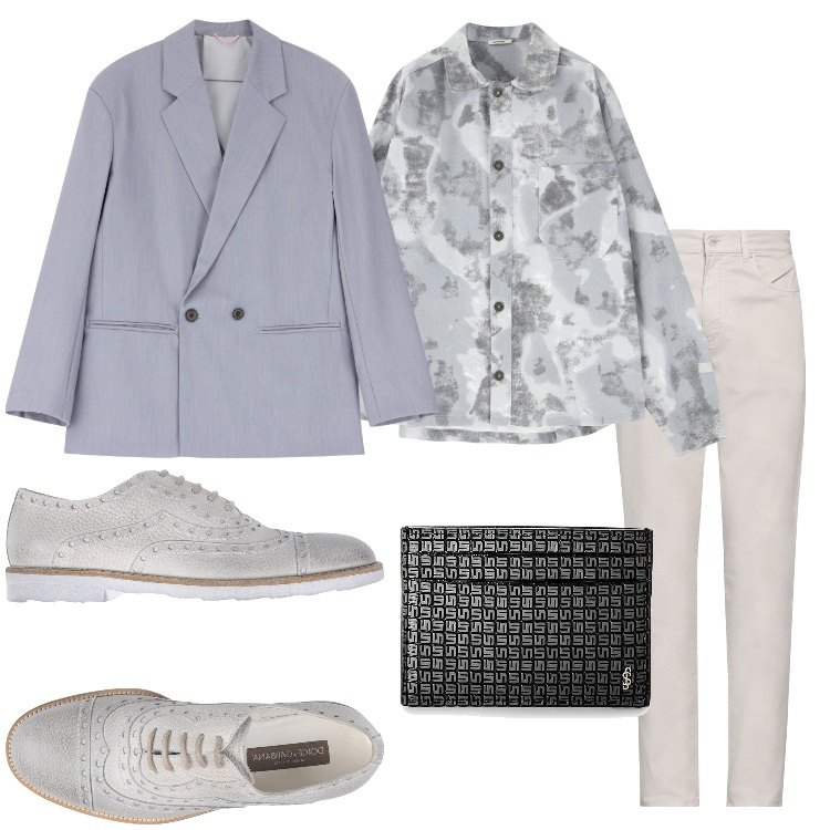 Outfit uomo - L\'aperitivo dopo l\'ufficio. Stile Business/Elegante per Tutti i giorni. Abbinamento con scarpe stringate, pantaloni, portafogli, giacche, camicie.