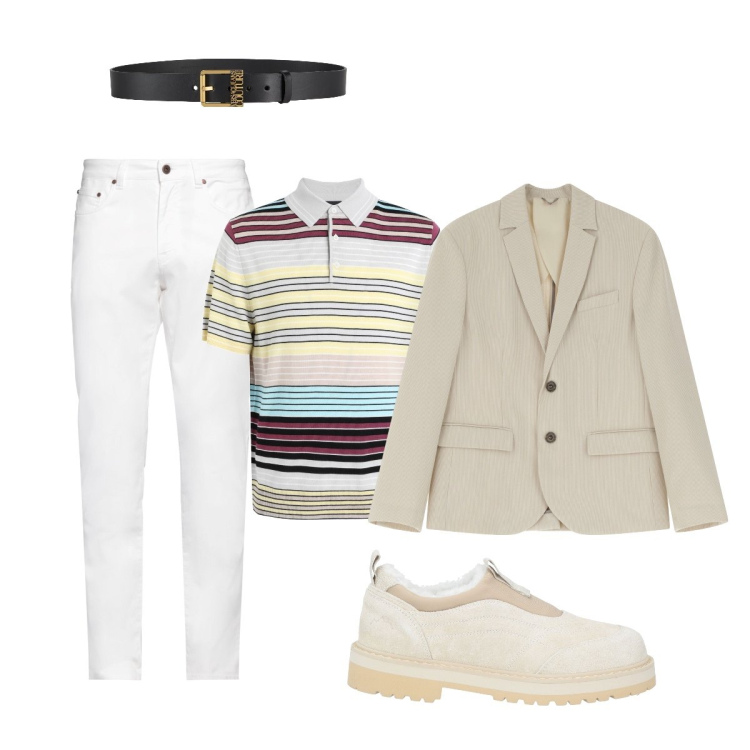 Outfit uomo - Total look #2077465. Stile Trendy per Ufficio. Abbinamento con cinture, pantaloni, scarpe stringate, pullovers, giacche.