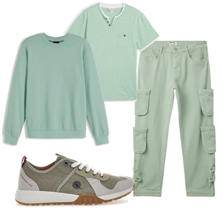 Outfit uomo - Total look #2077506. Stile Casual per Tutti i giorni. Abbinamento con t-shirt, felpe, jeans, sneakers.