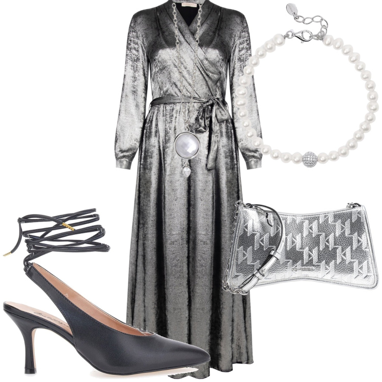 Outfit donna - Cerimonia. Stile Chic per Cerimonia. Abbinamento con borse a tracolla, collane, braccialetti, vestiti lunghi, décolleté.