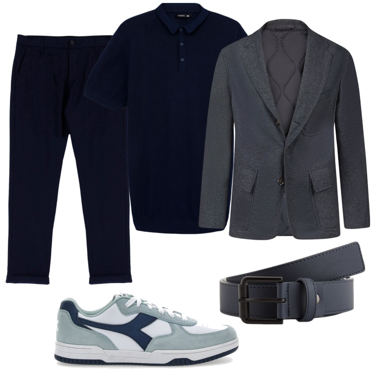 Outfit uomo - Total look #2077566. Stile Trendy per Tutti i giorni. Abbinamento con polo, pantaloni, sneakers, giacche, cinture.