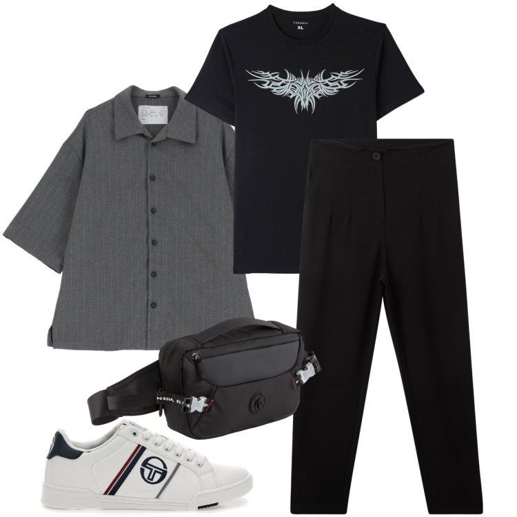 Outfit uomo - Il blazer gessato. Stile Urban per Tutti i giorni. Abbinamento con pantaloni chino, t-shirt, camicie a manica corta, sneakers, borse sportive.