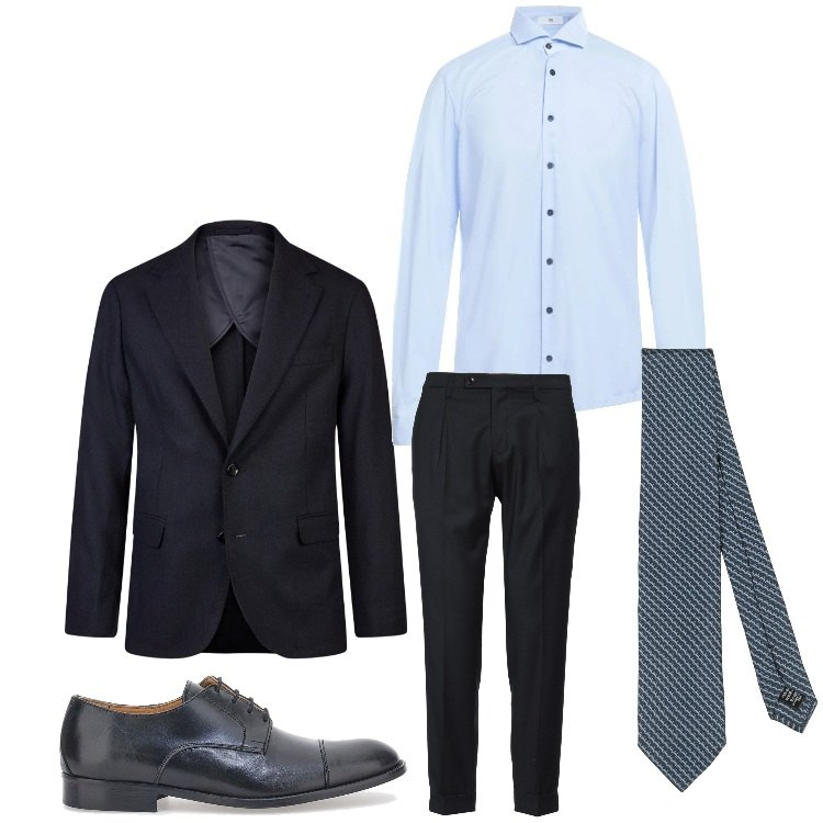 Outfit uomo - Con stile. Stile Business/Elegante per Serata speciale. Abbinamento con cravatte, camicie, pantaloni, scarpe stringate, giacche.