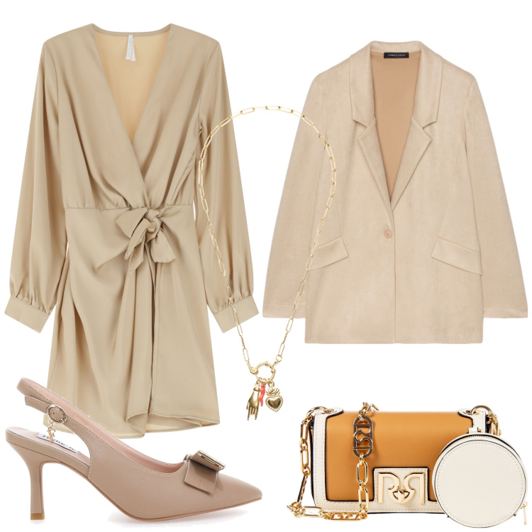 Outfit donna - Total look #2077975. Stile Glamour per Serata fuori. Abbinamento con pochette, vestiti corti, ciondoli, décolleté, blazer.