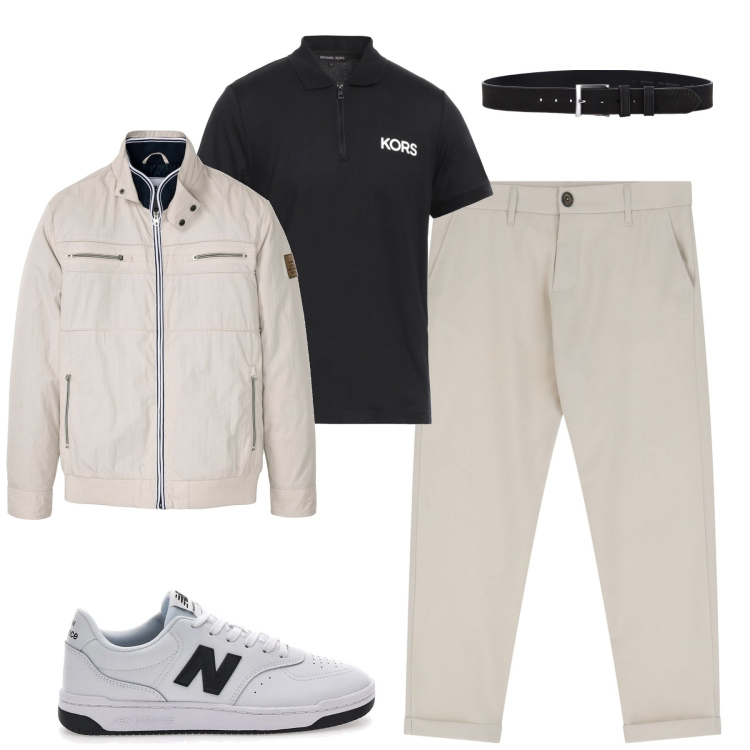 Outfit uomo - I chino beige. Stile Urban per Tutti i giorni. Abbinamento con giacche, polo, pantaloni chino, cinture, sneakers.