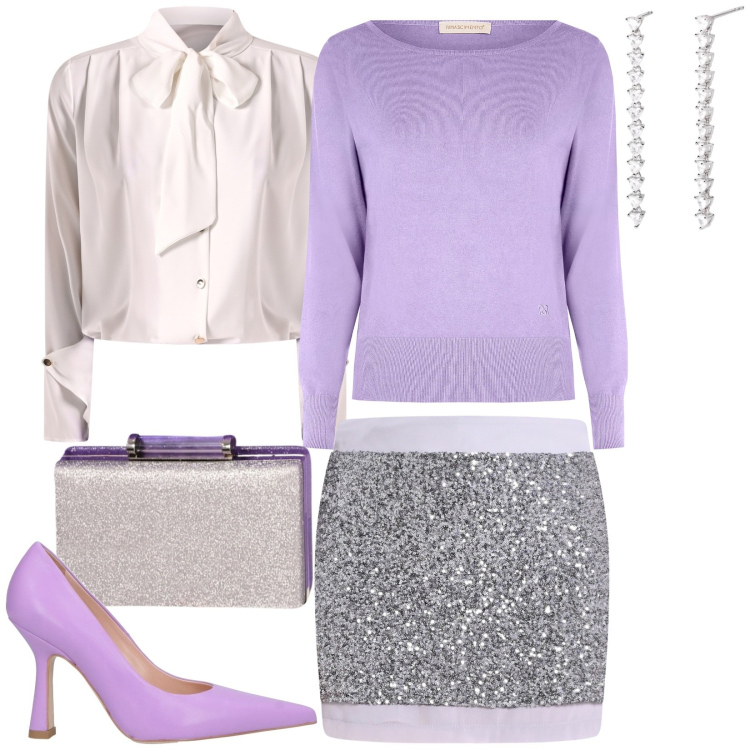 Outfit donna - Vesti rinascimento. Stile Chic per Tutti i giorni. Abbinamento con décolleté, orecchini, pochette, bluse, minigonne, maglieria.