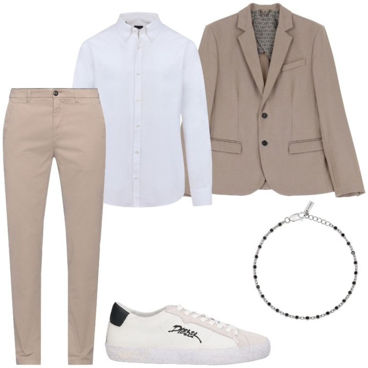 Outfit uomo - Look raffinato in ogni occasione.. Stile Casual per Ufficio. Abbinamento con sneakers, pantaloni, braccialetti, giacche, camicie.