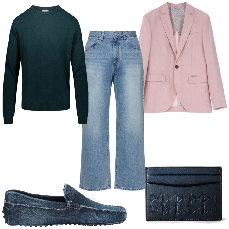 Outfit uomo - Total look #2078332. Stile Trendy per Tutti i giorni. Abbinamento con scarpe stringate, portafogli, giacche, maglieria, jeans.