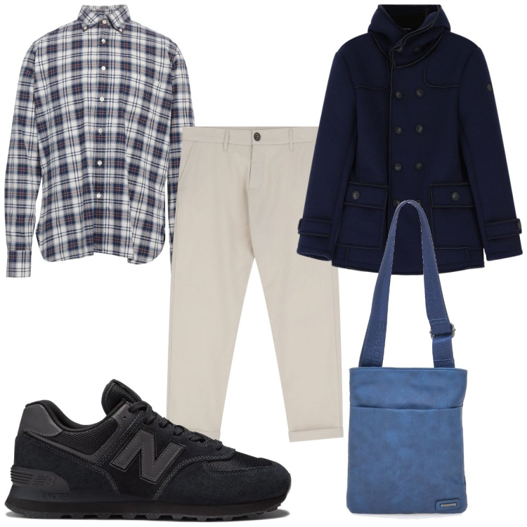 Outfit uomo - Total look #2078345. Stile Casual per Tutti i giorni. Abbinamento con camicie, sneakers, pantaloni chino, giacche, portafogli.