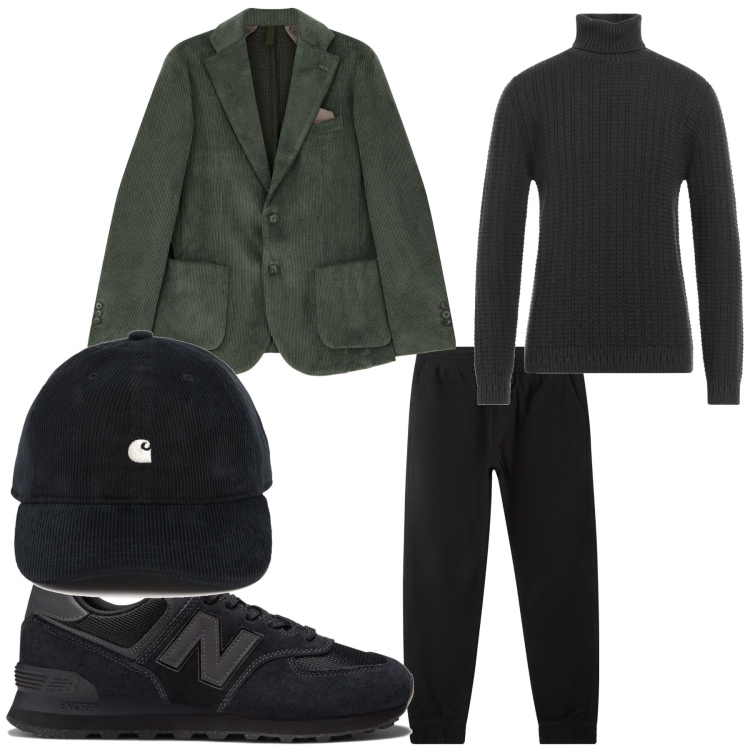 Outfit uomo - Sportivo elegante. Stile Casual per Tutti i giorni. Abbinamento con maglieria, pantaloni sportivi, sneakers, giacche, cappelli.