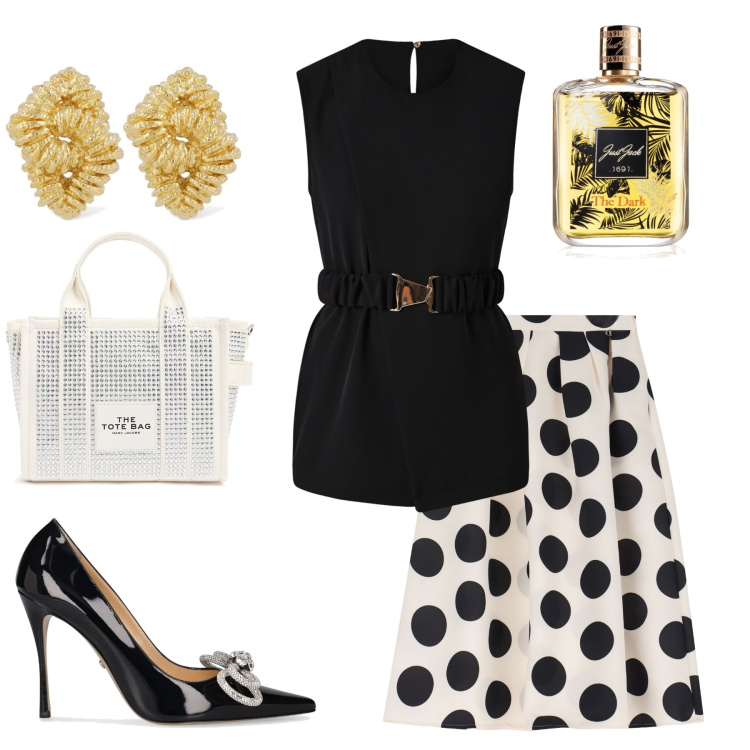 Outfit donna - Just jack. Stile Chic per Serata fuori. Abbinamento con profumi, gonne longuette, bluse, décolleté, orecchini, borse tote.