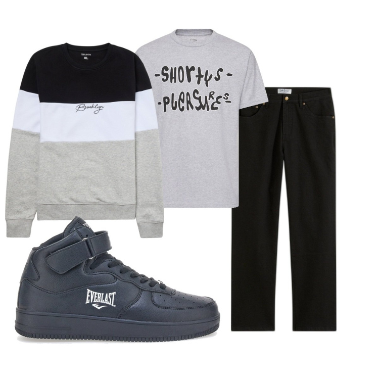 Outfit uomo - Total look #2078610. Stile Casual per Tutti i giorni. Abbinamento con jeans dritti, felpe, sneakers, t-shirt.
