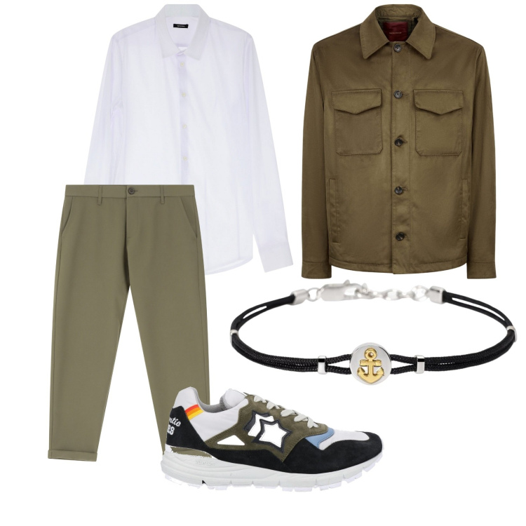 Outfit uomo - Ci vediamo domani. per Tutti i giorni. Abbinamento con sneakers, braccialetti, pantaloni chino, camicie, giacche.