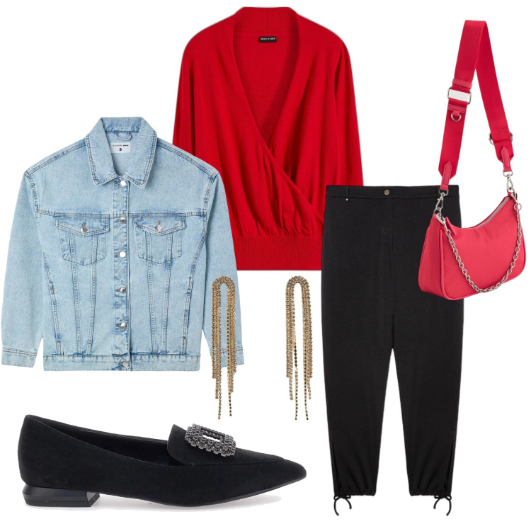 Outfit donna - Ballerine di lusso. Stile Casual per Tutti i giorni. Abbinamento con maglieria, orecchini, cappotti, ballerine, pantaloni, borse a tracolla.