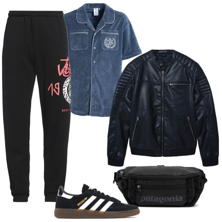 Outfit uomo - Pantaloni neri sportivi. Stile Urban per Tutti i giorni. Abbinamento con camicie, pantaloni, giacche, sneakers, borse sportive.