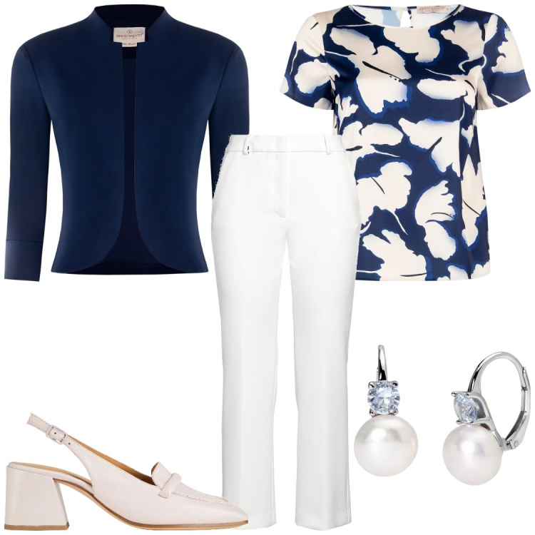 Outfit donna - Perle intramontabili. Stile Bon Ton per Serata fuori. Abbinamento con pantaloni, décolleté, orecchini, bluse, bolero.
