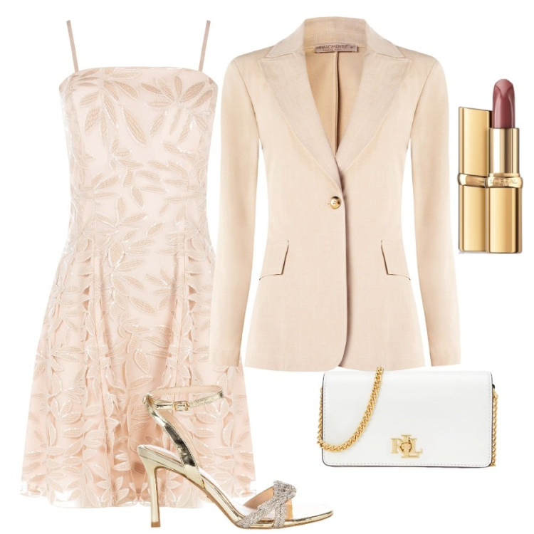 Outfit donna - appuntamento speciale. Stile Glamour per Serata fuori. Abbinamento con rossetti, vestiti corti, sandali col tacco, blazer, borse a mano.