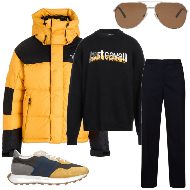 Outfit uomo - Total look #2078808. Abbinamento con pullovers, sneakers, occhiali da sole, piumini, pantaloni.