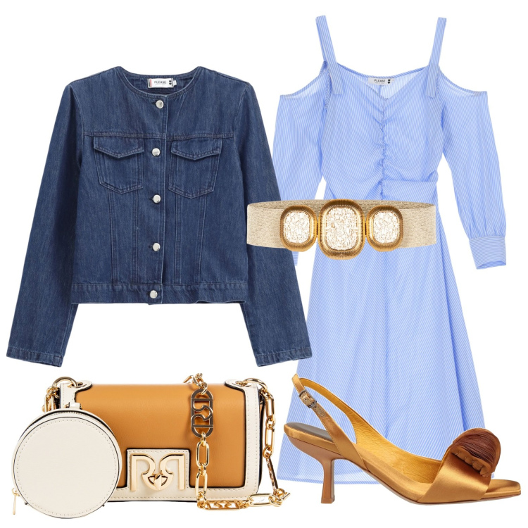 Outfit donna - La cintura preziosa. Stile Glamour per Tutti i giorni. Abbinamento con sandali in pelle, cinture, pochette, vestiti, blazer.