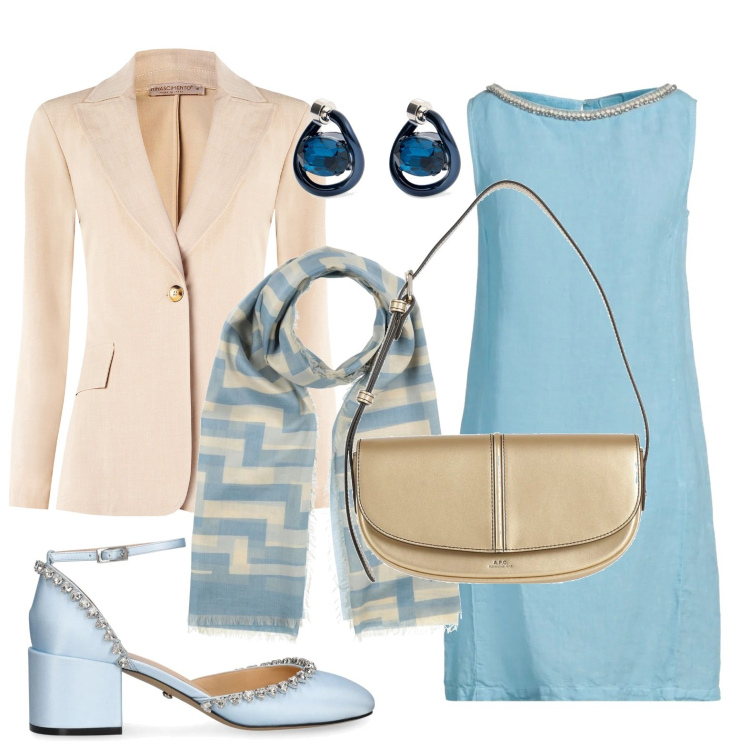 Outfit donna - Vestito con paillettes. Stile Chic per Serata fuori. Abbinamento con vestiti corti, sciarpe, borse a mano, blazer, orecchini, décolleté.