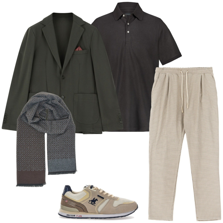 Outfit uomo - Giacca e polo. Stile Casual per Tutti i giorni. Abbinamento con pantaloni, giacche, sneakers, sciarpe, polo.
