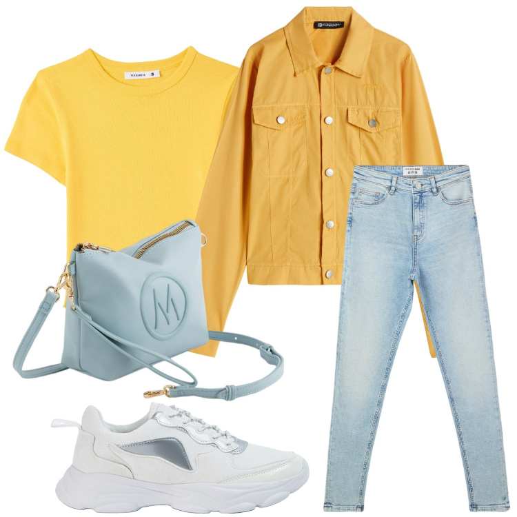 Outfit donna - Borse mini d\'effetto. Stile Casual per Tutti i giorni. Abbinamento con jeans skinny, sneakers, t-shirt, blazer, valigie.