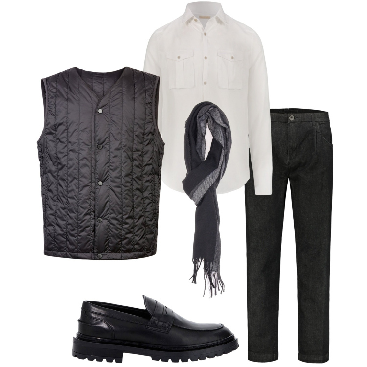 Outfit uomo - Arrivato il bel tempo. Stile Casual per Tutti i giorni. Abbinamento con scarpe stringate, camicie, sciarpe, piumini, jeans.