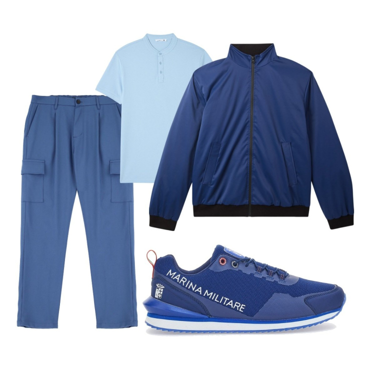 Outfit uomo - Total look #2079063. Stile Casual per Tutti i giorni. Abbinamento con t-shirt, giacche, pantaloni cargo, sneakers.