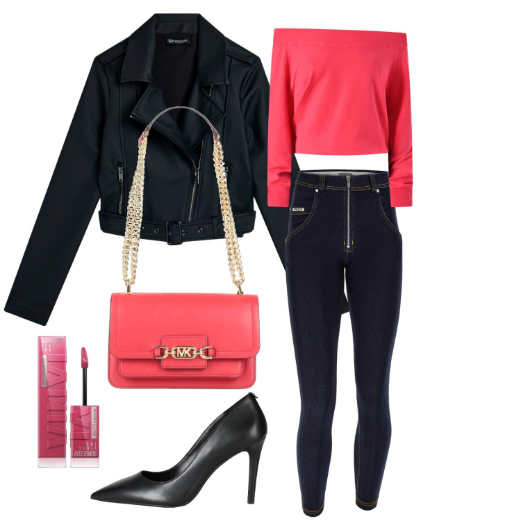 Outfit donna - Fashion Mini Bag. Stile Sporty chic per Serata fuori. Abbinamento con borse a spalla, décolleté, rossetti, maglieria, giacche, jeans skinny.