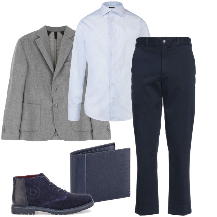 Outfit uomo - Pranzo di famiglia. Stile Business/Elegante per Serata speciale. Abbinamento con pantaloni, giacche, scarpe stringate, camicie, portafogli.