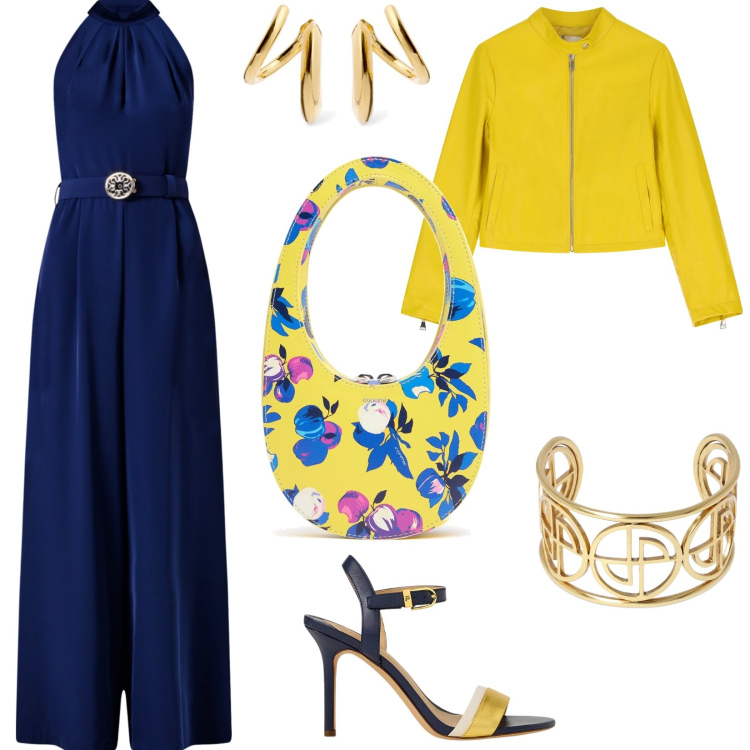 Outfit donna - 8 marzo, auguri a tutte le donne!. Stile Chic per Serata fuori. Abbinamento con tute, sandali in pelle, giacche, braccialetti, borse a mano, orecchini.
