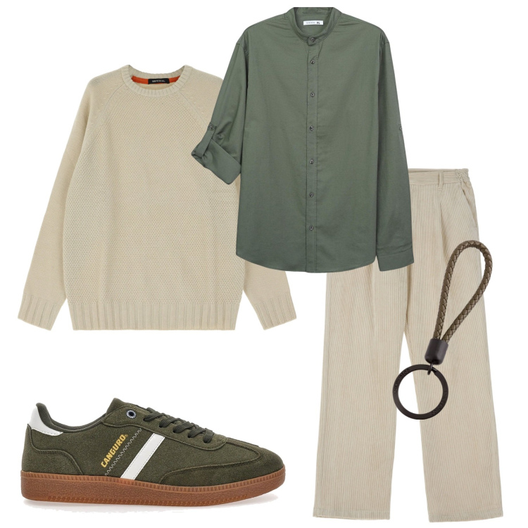 Outfit uomo - Tutti i giorni. Stile Urban per Tutti i giorni. Abbinamento con camicie, maglieria, pantaloni, sneakers, portachiavi.