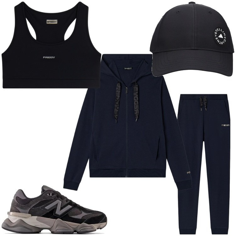 Outfit donna - Corsetta. Stile Casual per Sport. Abbinamento con sneakers, top sportivi, tute, cappelli.