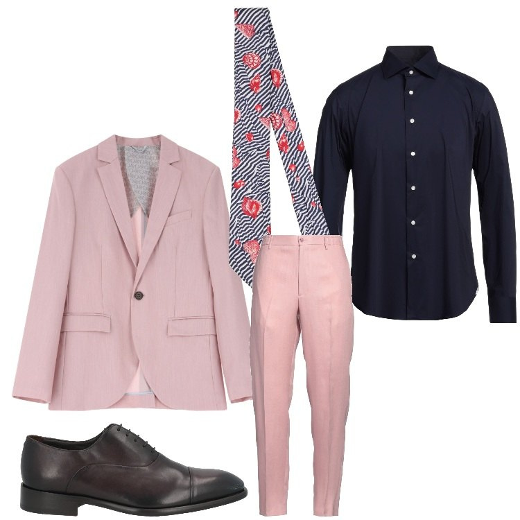 Outfit uomo - Non solo rosa. Stile Business/Elegante per Serata speciale. Abbinamento con cravatte, camicie, scarpe stringate, pantaloni, giacche.